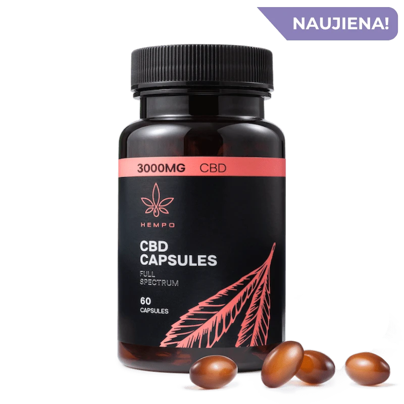 Stiprios CBD kapsules 3000 mg kanabidiolis. Nuo nerimo ir streso