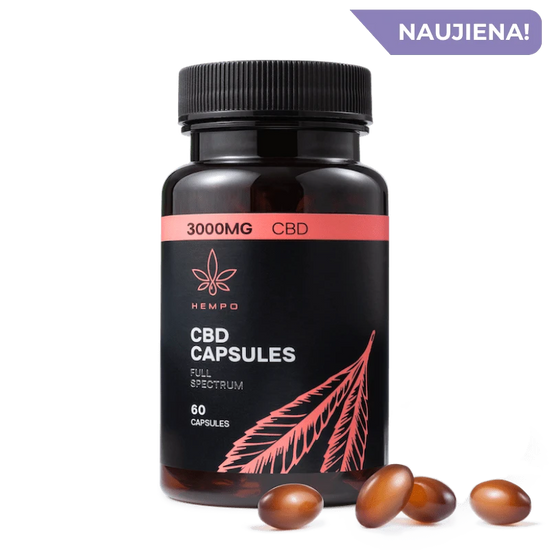 Stiprios CBD kapsules 3000 mg kanabidiolis. Nuo nerimo ir streso