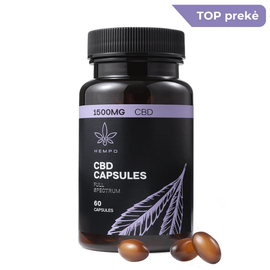 Vidutinio stiprumo CBD kapsules 1500 mg koncentracija. Hempo Lietuva